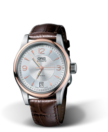 Classic Date 2006, 37mm, Grey, Leather Strap, Stainless steel crown, Multi-piece stainless steel case, rose gold plated top ring