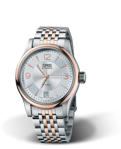 Classic Date 2006, 37mm, Grey, Stainless steel Strap, Stainless steel crown, Multi-piece stainless steel case, rose gold plated top ring