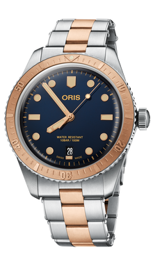 Divers Sixty-Five, 40.00 mm, Blue, Stainless steel Strap, Stainless steel screw-in security crown, Multi-piece stainless steel/bronze case, minutes scale top ring