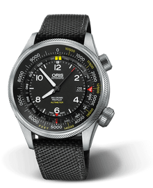 Big Crown ProPilot Altimeter with Feet Scale, 47mm, Black, Textile Strap, Stainless steel screw-in security crown, Multi-piece stainless steel case