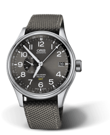 Big Crown ProPilot GMT, Small Second, 45mm, Grey, Textile Strap, Stainless steel screw-in security crown, Multi-piece stainless steel case