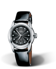Artelier Lady Date Diamonds, 31mm, Black, Leather Strap, Stainless steel crown, Multi-piece stainless steel case