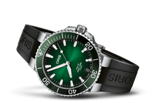 Aquis Date Calibre 400, Green, Rubber Strap