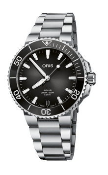 Aquis Date Calibre 400, 41.50 mm, Grey, Stainless steel Strap, Stainless steel screw-in security crown, Multi-piece stainless steel case, ceramic minutes scale top ring