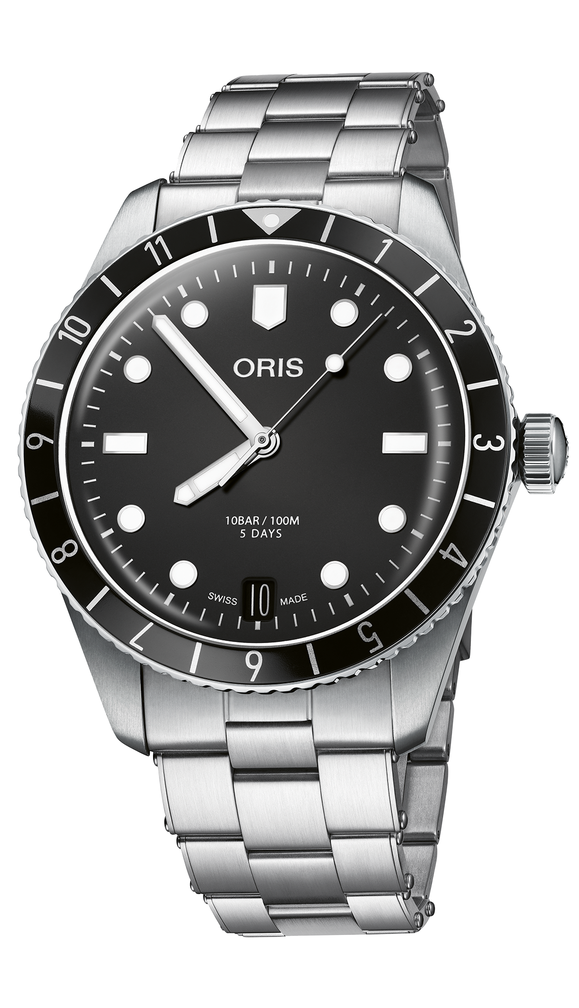 Divers Sixty-Five 12h Calibre 400, 40.00 mm, Black, Stainless steel Strap, Stainless steel screw-in security crown, Multi-piece stainless steel case, hours scale top ring