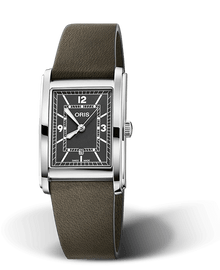 Rectangular, 25.50 x 38.00 mm, Green, Leather Strap, Stainless steel crown, Multi-piece stainless steel case