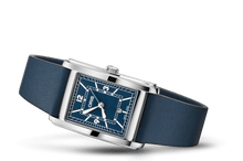 Rectangular, Blue, Leather Strap