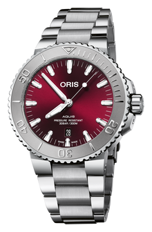 Aquis Date Relief, 43.50 mm, Red, Stainless steel Strap, Stainless steel screw-in security crown, Multi-piece stainless steel case, minutes scale top ring