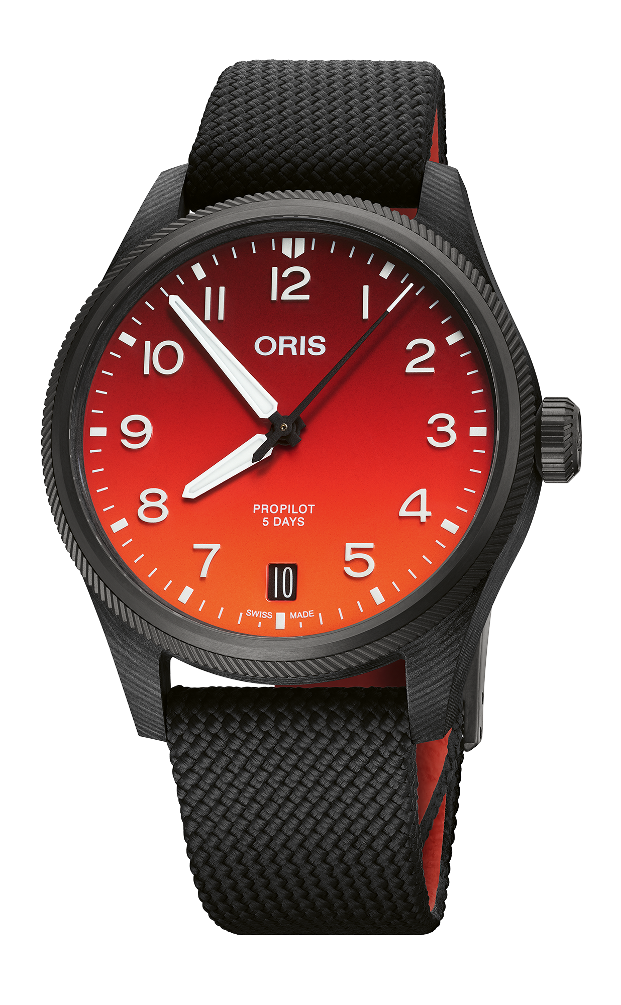 Coulson Limited Edition, 41.00 mm, Red, Textile Strap, Titanium screw-in security crown, grey PVD plated, Multi-piece carbon fibre, titanium case, grey PVD plated