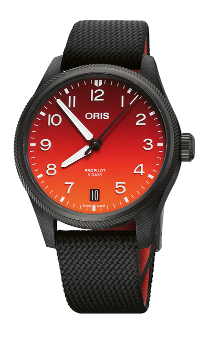 Coulson Limited Edition, 41.00 mm, Red, Textile Strap, Titanium screw-in security crown, grey PVD plated, Multi-piece carbon fibre, titanium case, grey PVD plated