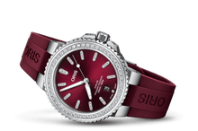 Aquis Date Diamonds, Red, Rubber Strap