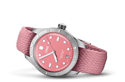 Divers Sixty-Five 'Cotton Candy', Red, Textile Strap
