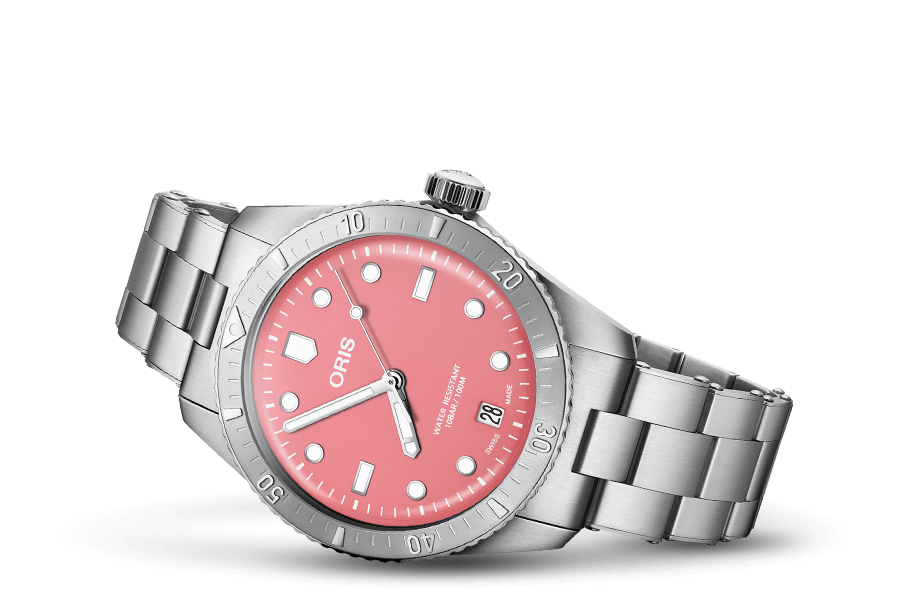 Divers Sixty-Five 'Cotton Candy', Red, Stainless steel Strap