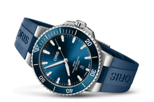 Aquis Date, Blue, Rubber Strap