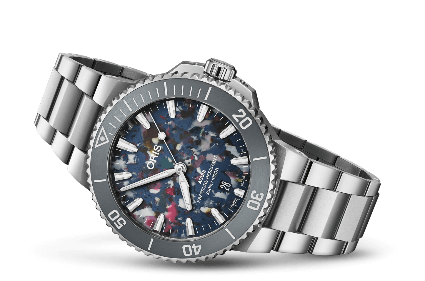 Aquis Date Upcycle, Multicoloured, Stainless steel Strap