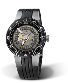 WilliamsF1 Team Skeleton Engine Date, 42mm, Black, Rubber Strap, Stainless steel crown, Multi-piece stainless steel case, hours scale top ring, flexible lugs