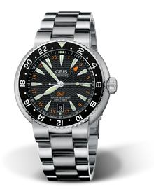 Divers GMT, Date, 44.00 mm, Black, Stainless steel Strap, Stainless steel screw-in security crown, Multi-piece stainless steel case, hours scale top ring