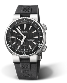 Divers Titan 'C' Small Second, Date, 44.00 mm, Black, Rubber Strap, Stainless steel screw-in security crown and Helium valve, Multi-piece titanium case, ceramic minutes scale top ring