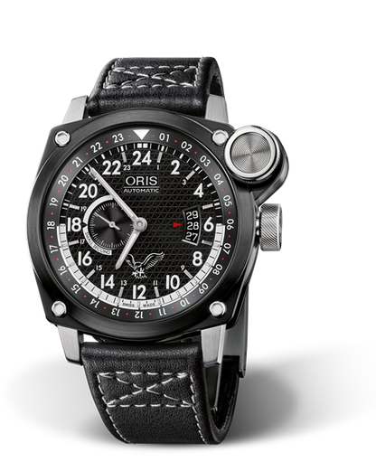 Blue Eagles Limited Edition, 45mm, Black, Leather Strap, Stainless steel Oris Quick Lock security crown and vertical crown, Multi-piece stainless steel case, black DLC plated
