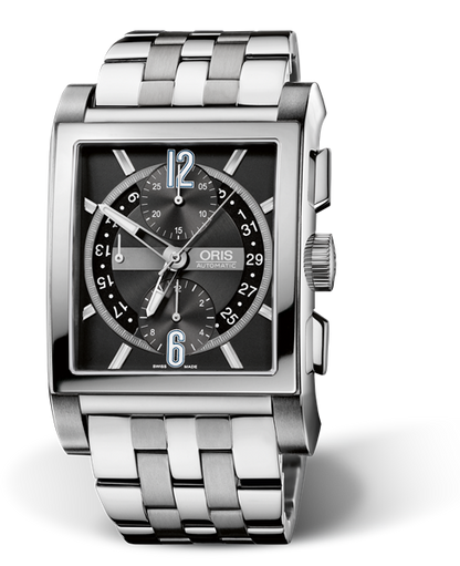 Rectangular Titan Chronograph, 38.00 x 43mm, Black, Titanium Strap, Stainless steel crown and pushers, Multi-piece titanium case