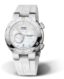 Divers Titan Small Second, Date, Diamonds, 44.00 mm, White, Rubber Strap, Stainless steel screw-in security crown and Helium valve, Multi-piece titanium case, minutes scale top ring