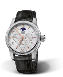 Big Crown Complication, 40mm, Grey, Leather Strap, Stainless steel screw-in security crown, Multi-piece stainless steel case