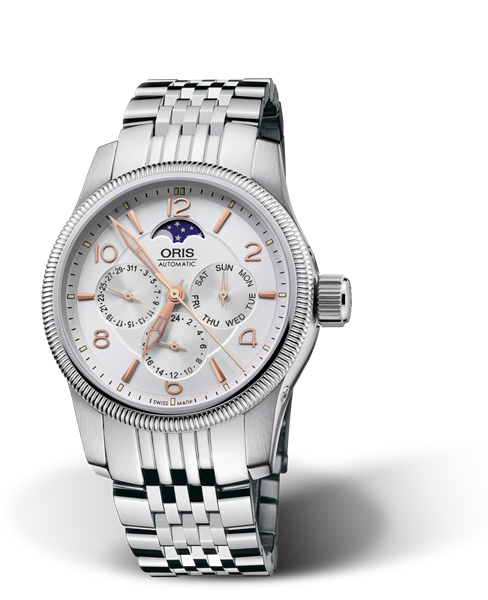 Big Crown Complication, 40mm, Grey, Stainless steel Strap, Stainless steel screw-in security crown, Multi-piece stainless steel case