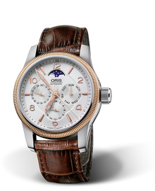 Big Crown Complication, 40mm, Grey, Leather Strap, Stainless steel screw-in security crown, Multi-piece stainless steel case, rose gold PVD plated top ring