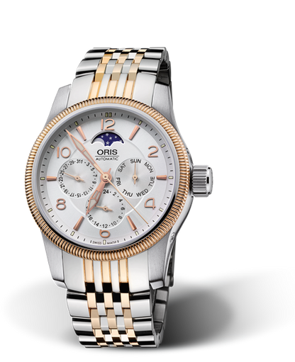 Big Crown Complication, 40mm, Grey, Stainless steel Strap, Stainless steel screw-in security crown, Multi-piece stainless steel case, rose gold PVD plated top ring