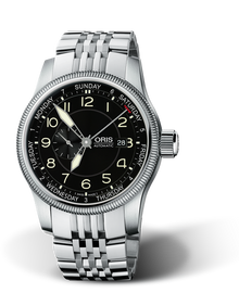 Big Crown Small Second, Pointer Day, 44mm, Black, Stainless steel Strap, Stainless steel screw-in security crown, Multi-piece stainless steel case