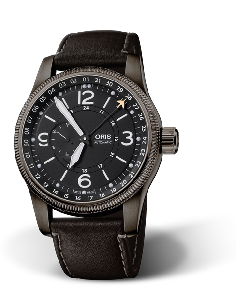 Swiss Hunter Team Limited Edition, 46mm, Black, Leather Strap, Stainless steel grey PVD plated screw-in security crown, Multi-piece stainless steel case, grey PVD plated