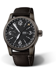 Swiss Hunter Team Limited Edition, 46mm, Black, Leather Strap, Stainless steel grey PVD plated screw-in security crown, Multi-piece stainless steel case, grey PVD plated