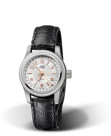 Big Crown Pointer Date, 30mm, Grey, Leather Strap, Stainless steel screw-in security crown, Multi-piece stainless steel case