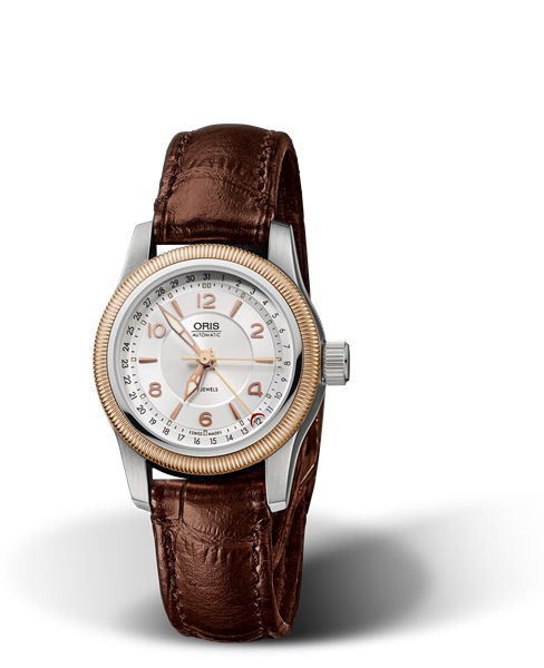 Big Crown Pointer Date, 30mm, Grey, Leather Strap, Stainless steel screw-in security crown, Multi-piece stainless steel case, rose gold PVD plated top ring