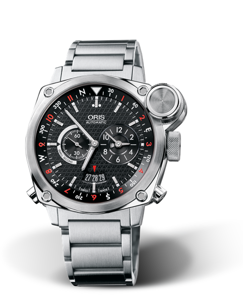 BC4 Flight Timer, 42.70 mm, Black, Stainless steel Strap, Stainless steel Oris Quick Lock security crown, vertical crown and pushers, Multi-piece stainless steel case