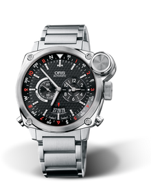 BC4 Flight Timer, 42.70 mm, Black, Stainless steel Strap, Stainless steel Oris Quick Lock security crown, vertical crown and pushers, Multi-piece stainless steel case