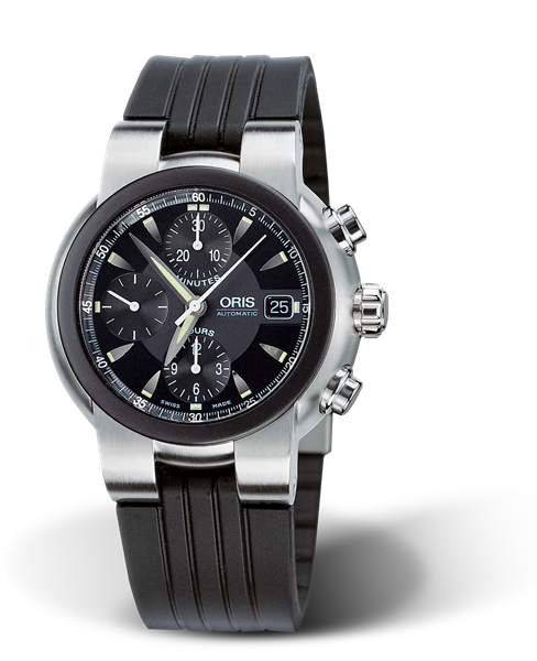TT1 Chronograph 2000, 42.50mm, Black, Rubber Strap, Stainless steel screw-in security crown and pushers, Multi-piece stainless steel case, rubber top ring