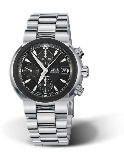 TT1 Chronograph 2000, 42.50mm, Black, Stainless steel Strap, Stainless steel screw-in security crown and pushers, Multi-piece stainless steel case, rubber top ring
