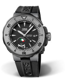 Col Moschin Limited Edition, 49.00 mm, Black, Rubber Strap, Stainless steel grey PVD plated screw-in security crown, automatic Helium Valve, Multi-piece titanium case, grey plated, Tungsten minutes scale top ring
