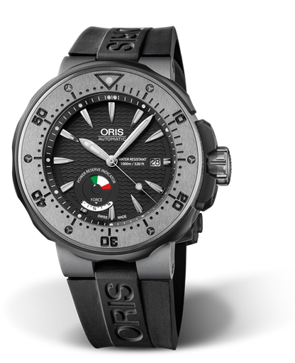 Col Moschin Limited Edition, 49.00 mm, Black, Rubber Strap, Stainless steel grey PVD plated screw-in security crown, automatic Helium Valve, Multi-piece titanium case, grey plated, Tungsten minutes scale top ring