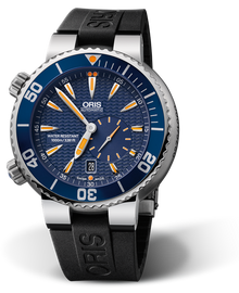 Great Barrier Reef" Limited Edition, 47mm, Blue, Rubber Strap, Stainless steel screw-in security crown and Helium valve, Multi-piece stainless steel case, minutes scale top ring