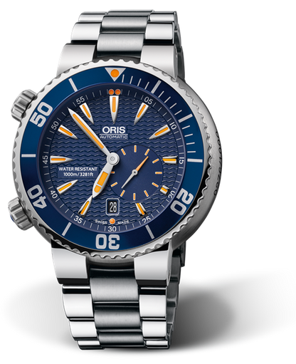 Great Barrier Reef" Limited Edition, 47mm, Blue, Stainless steel Strap, Stainless steel screw-in security crown and Helium valve, Multi-piece stainless steel case, minutes scale top ring