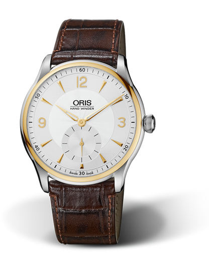 Artelier Hand Winding, Small Second, 40mm, Grey, Leather Strap, Stainless steel crown, Multi-piece stainless steel case, yellow gold PVD plated top ring