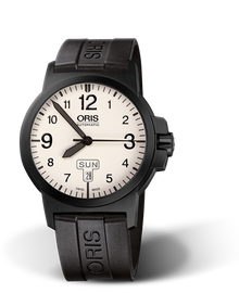 BC3 Advanced, Day Date, 42mm, White, Rubber Strap, Stainless steel screw-in security crown, black plated, Multi-piece stainless steel case, black DLC plated