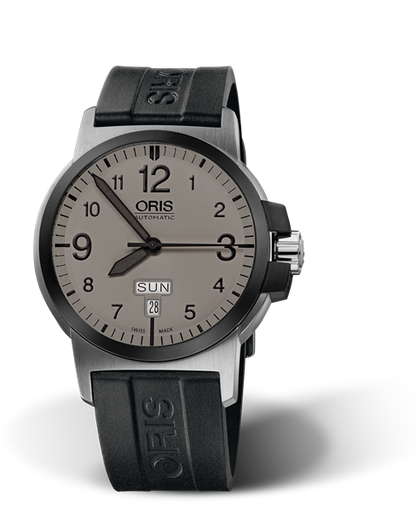 BC3 Advanced, Day Date, 42mm, Grey, Rubber Strap, Stainless steel screw-in security crown, Multi-piece stainless steel case and black DLC plated