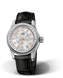 Big Crown Pointer Date, 40mm, Grey, Leather Strap, Stainless steel screw-in security crown, Multi-piece stainless steel case