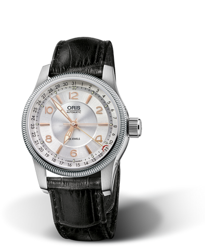 Big Crown Pointer Date, 40mm, Grey, Leather Strap, Stainless steel screw-in security crown, Multi-piece stainless steel case