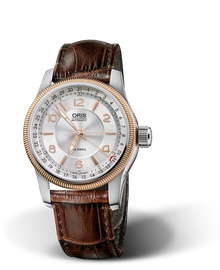 Big Crown Pointer Date, 40mm, Grey, Leather Strap, Stainless steel screw-in security crown, Multi-piece stainless steel case, rose gold PVD plated top ring