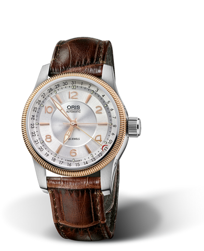 Big Crown Pointer Date, 40mm, Grey, Leather Strap, Stainless steel screw-in security crown, Multi-piece stainless steel case, rose gold PVD plated top ring