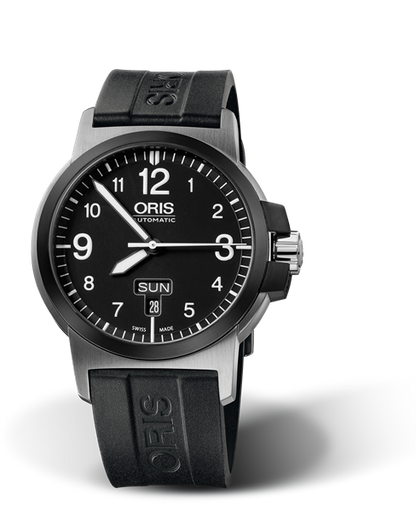 BC3 Advanced, Day Date, 42mm, Black, Rubber Strap, Stainless steel screw-in security crown, Multi-piece stainless steel case and black DLC plated